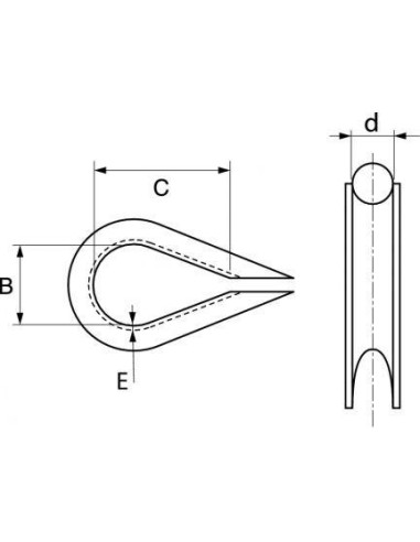 Cosse coeur inox 316 diametre 3mm