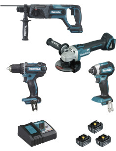PACK 4 MACHINES MAKITA 3X18V 5A 2