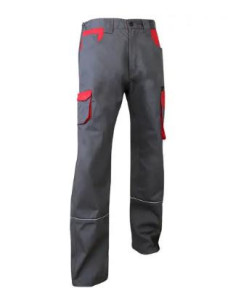 Pantalon t44 lin gris/rouge 280gr/m2