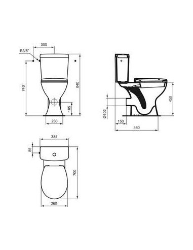 Pack wc ulysse 3l/6l rehausse