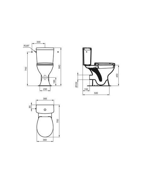 Pack wc ulysse 3l/6l rehausse