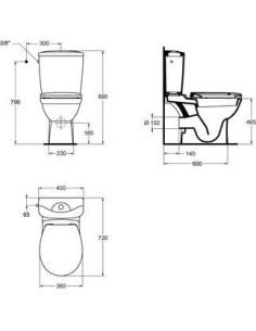 KHEOPS PACK WC SURELEVÉ SH BLANC 2