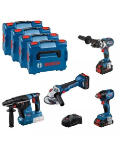 Bosch combi-kit 4 outils 18v - 3 batt - chargeur