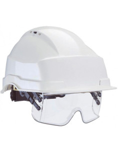 CASQUE CHANTIER IRIS BLANC LUNETTE INTEGREE AUBOUI