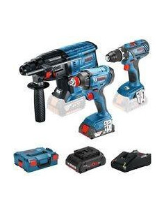 Kit Bosch X3  Perceuse-Visseuse+Visseuse Choc+Perforateur 3X18V4,0Ah