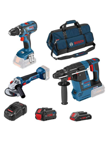 Bosch kit 3 viss/meul/perfo+1x18v.4ah+1x18v.8ah