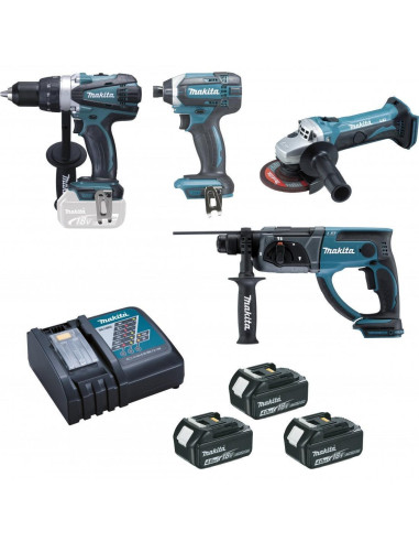 Makita pack 4 macines 3x18v 4ah li-ion