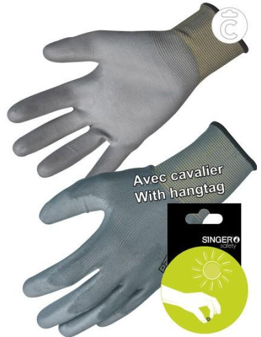 Paire gants polyamide gris enduit pu t9 cl:3121 en