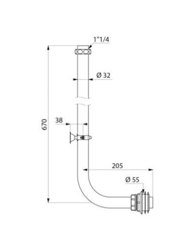 Delabie tube chasse cuvette coude ø32/55