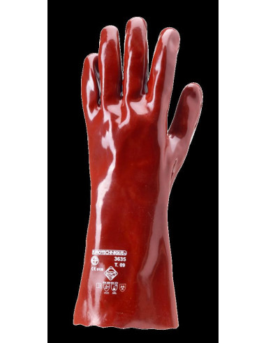 Gant pvc rouge en374:akl 4121 t10 36cm